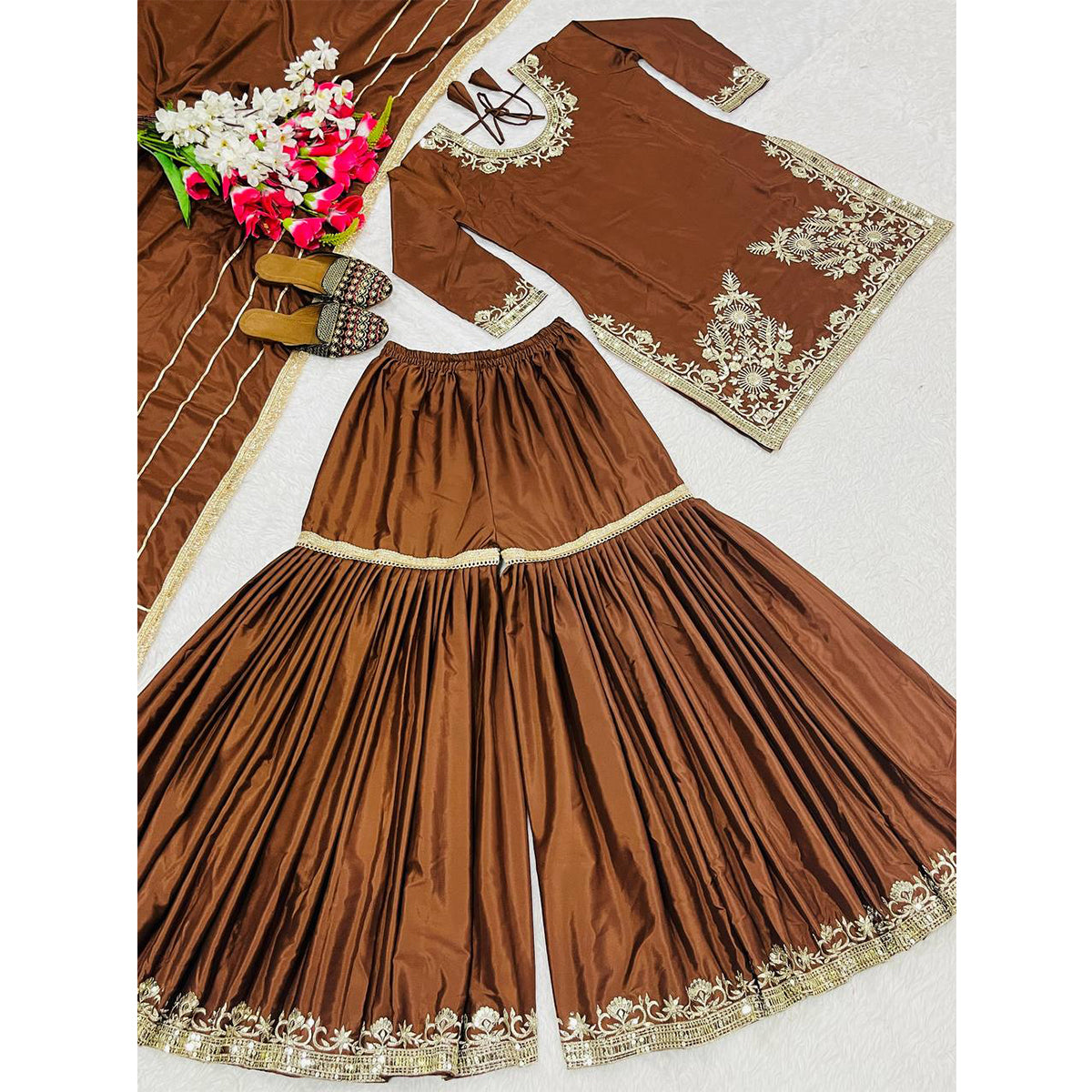 SHAFNUFAB Women's Georgette Ethnic Wear for WomenSemi StitchedSalwarSuit  SF24163
