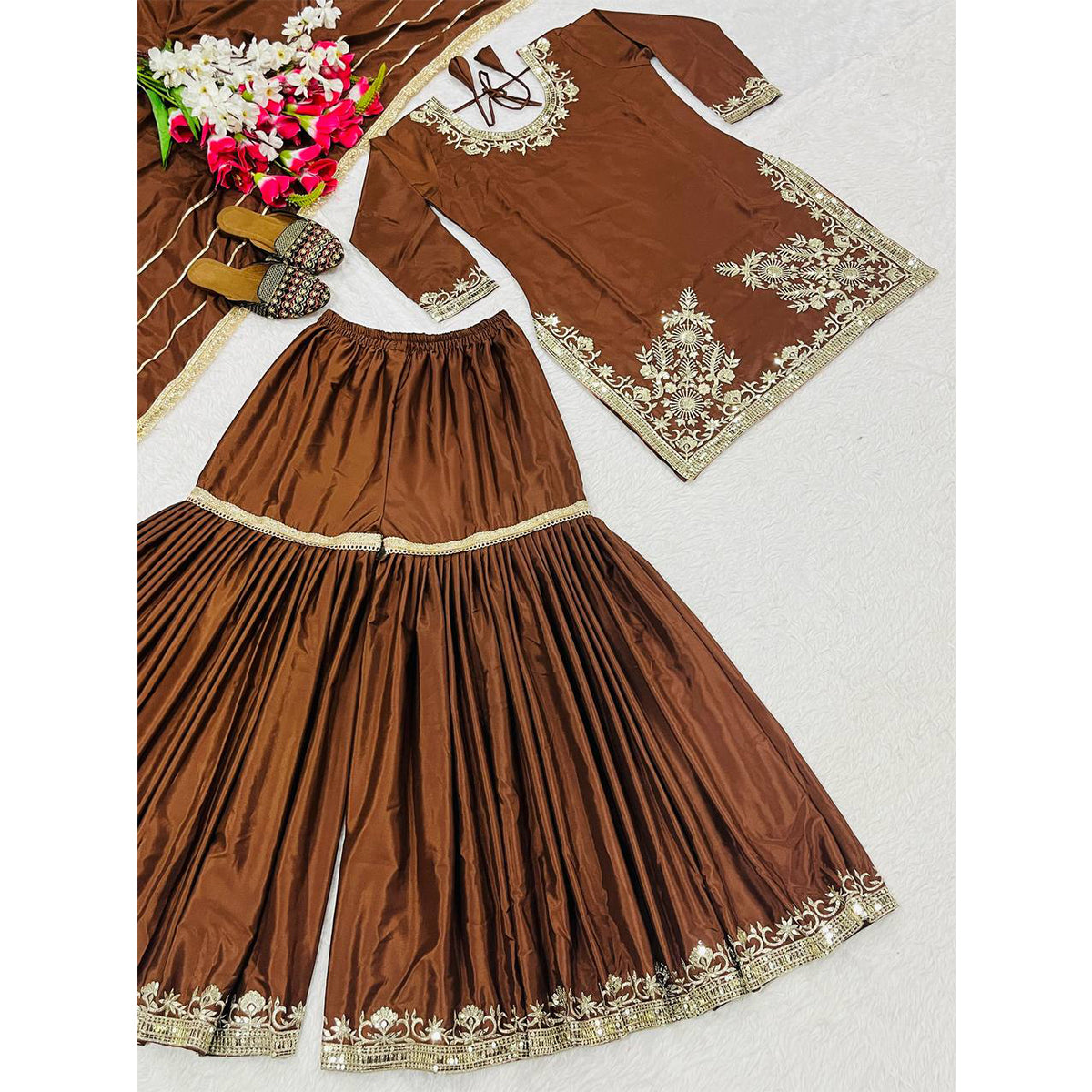 SHAFNUFAB Women's Georgette Ethnic Wear for WomenSemi StitchedSalwarSuit  SF24163