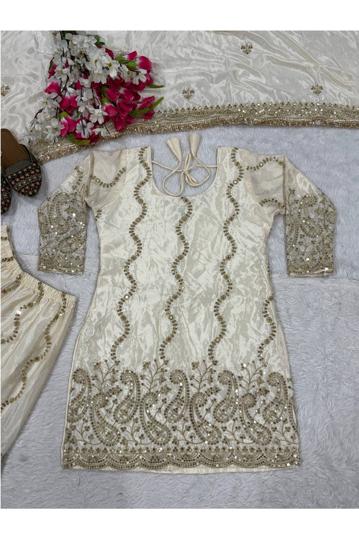SHAFNUFAB Women's Georgette Ethnic Wear for WomenSemi StitchedSalwarSuit  SF24166