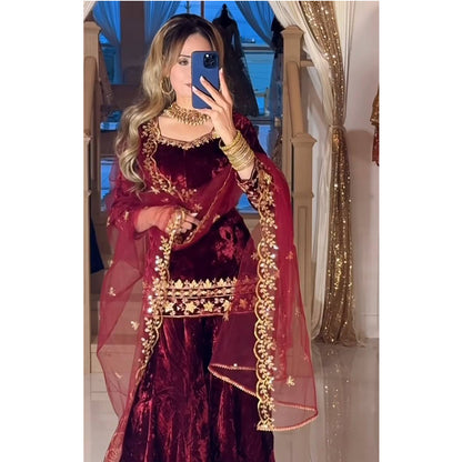 SHAFNUFAB Women's Georgette Ethnic Wear for WomenSemi StitchedSalwarSuit  SF24176