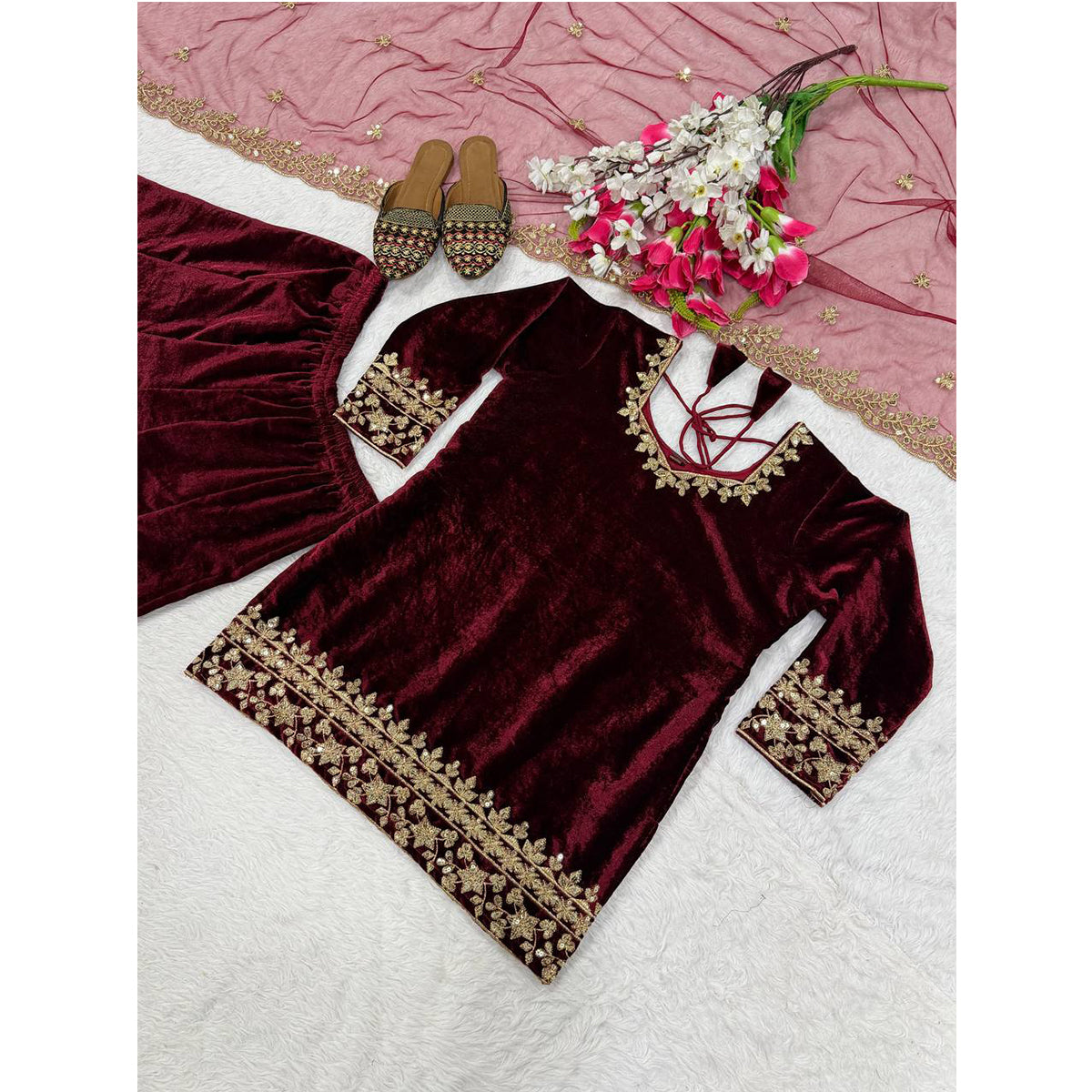 SHAFNUFAB Women's Georgette Ethnic Wear for WomenSemi StitchedSalwarSuit  SF24176