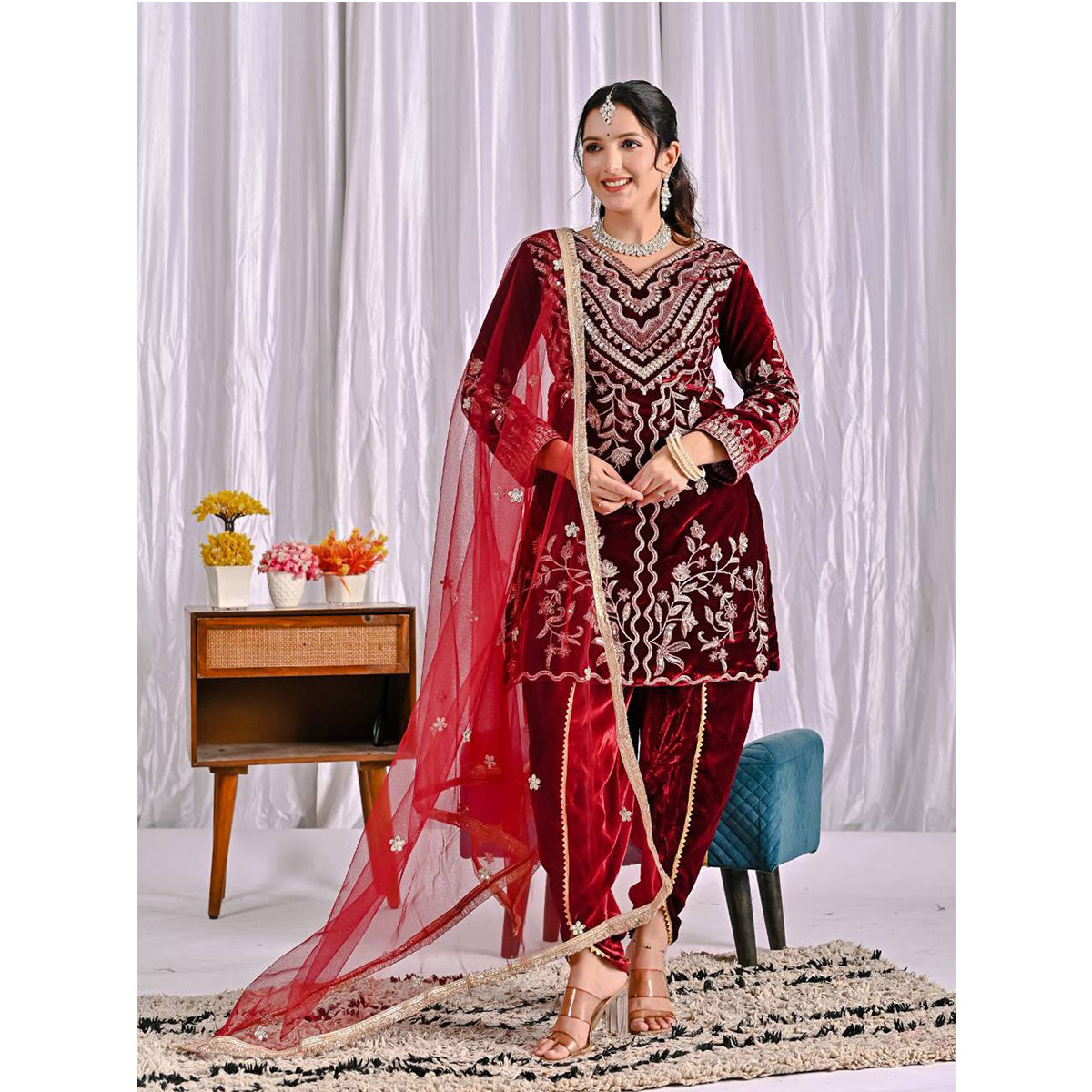 SHAFNUFAB Women's Georgette Ethnic Wear for WomenSemi StitchedSalwarSuit  SF24177