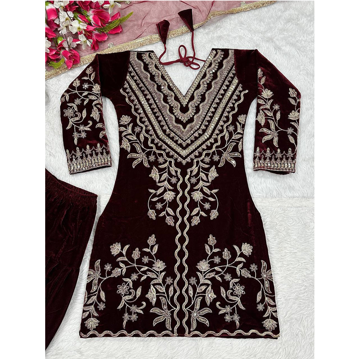 SHAFNUFAB Women's Georgette Ethnic Wear for WomenSemi StitchedSalwarSuit  SF24177