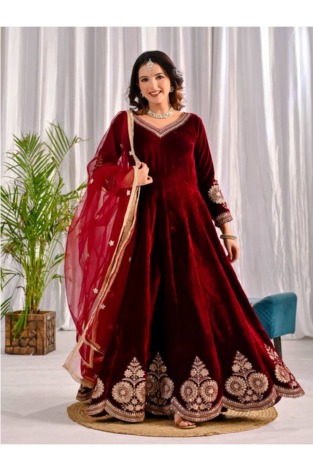SHAFNUFAB Women's Georgette Ethnic Wear for WomenSemi StitchedSalwarSuit  SF24180