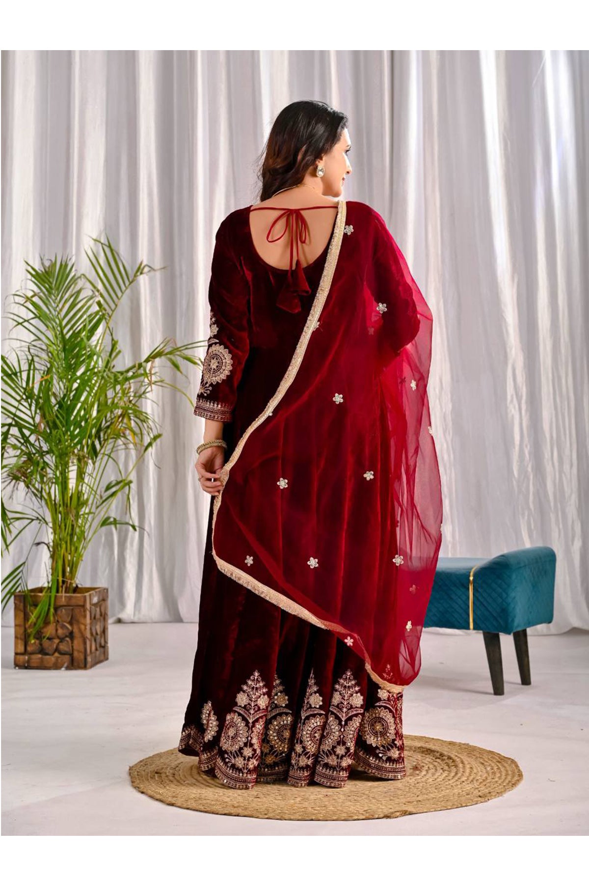 SHAFNUFAB Women's Georgette Ethnic Wear for WomenSemi StitchedSalwarSuit  SF24180