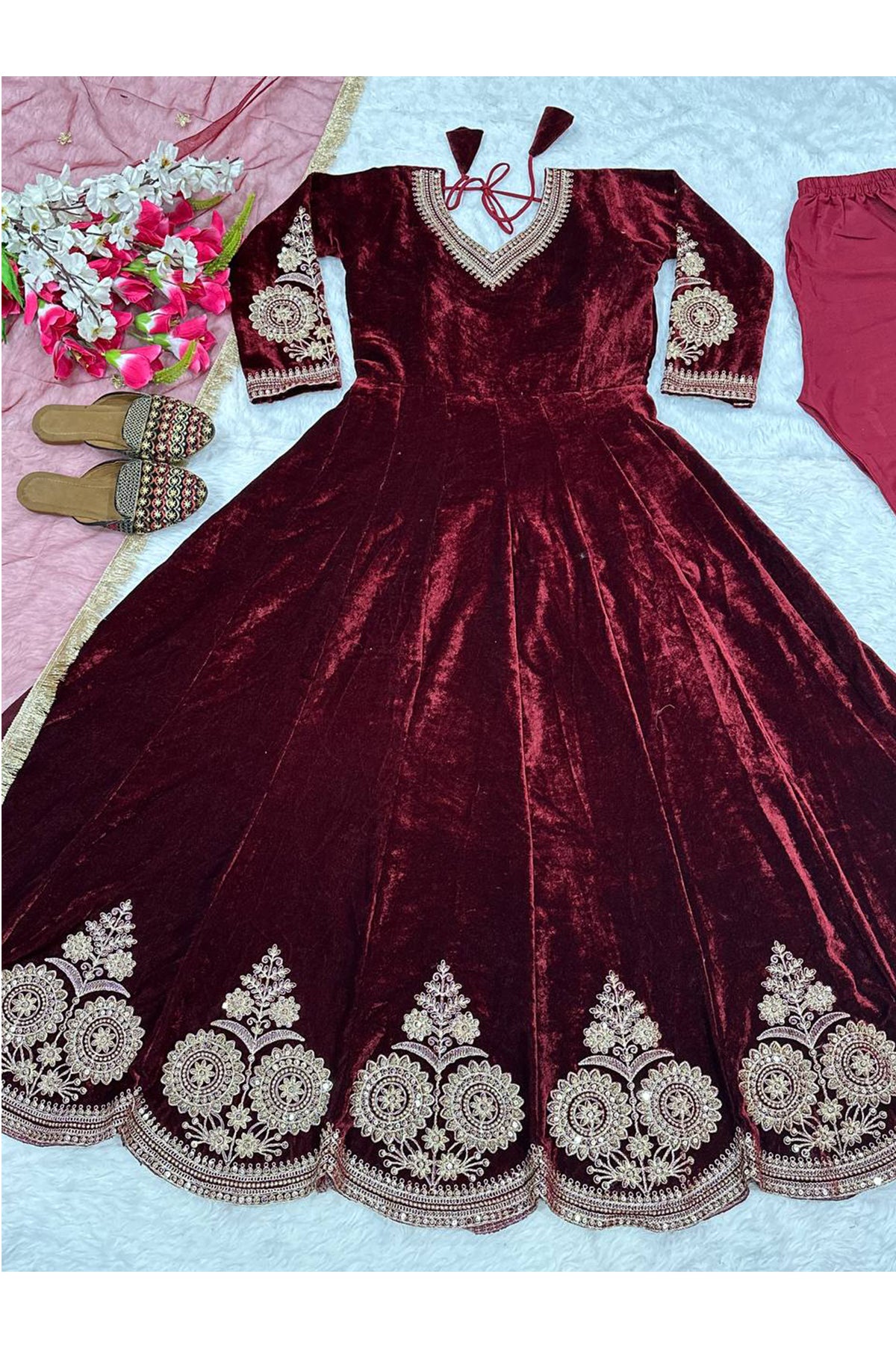 SHAFNUFAB Women's Georgette Ethnic Wear for WomenSemi StitchedSalwarSuit  SF24180