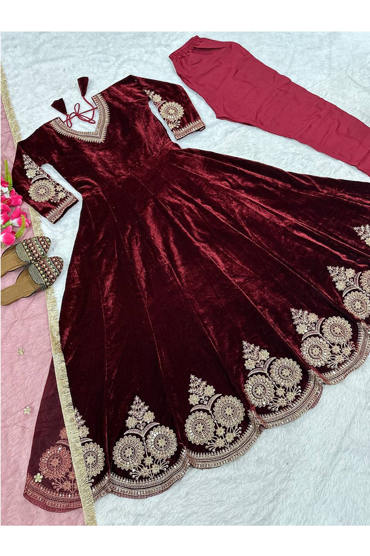 SHAFNUFAB Women's Georgette Ethnic Wear for WomenSemi StitchedSalwarSuit  SF24180