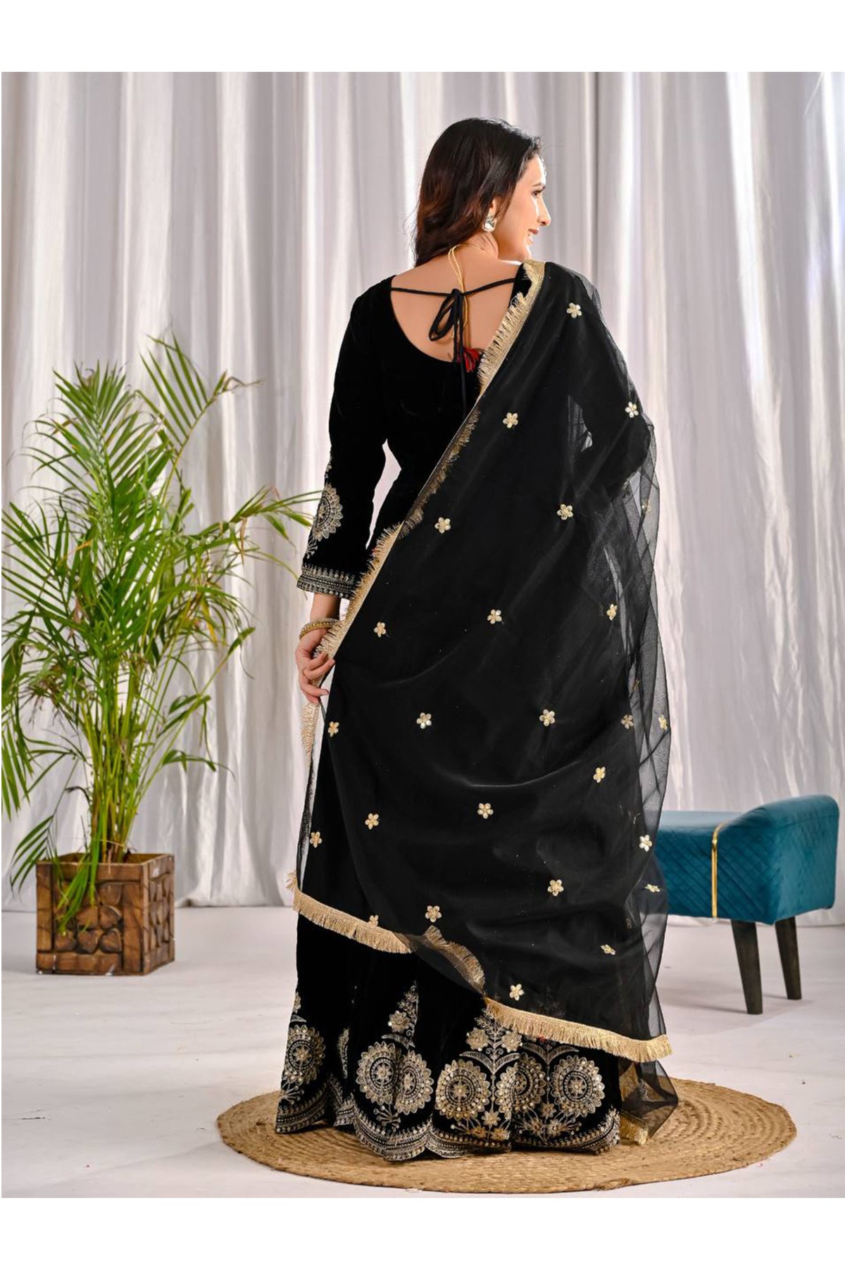 SHAFNUFAB Women's Georgette Ethnic Wear for WomenSemi StitchedSalwarSuit  SF24181