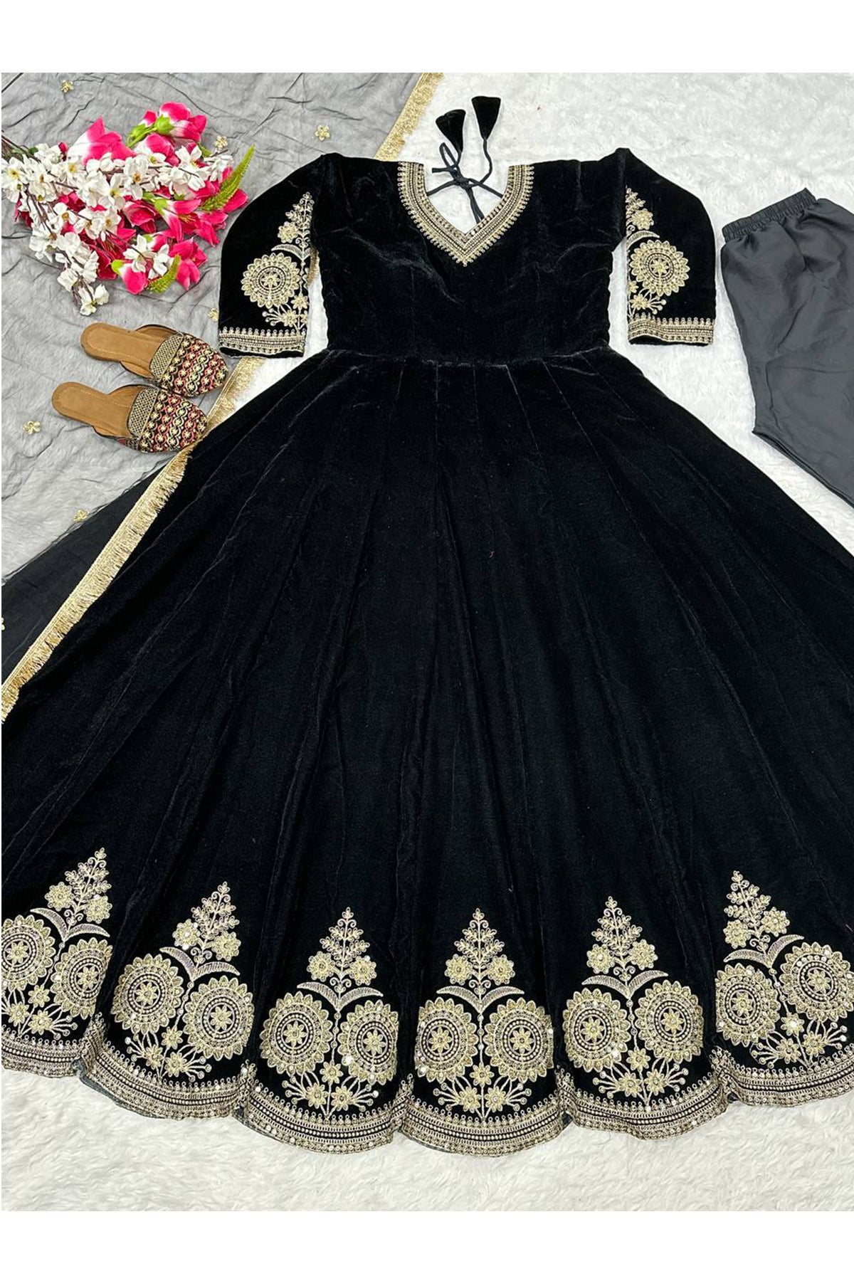 SHAFNUFAB Women's Georgette Ethnic Wear for WomenSemi StitchedSalwarSuit  SF24181