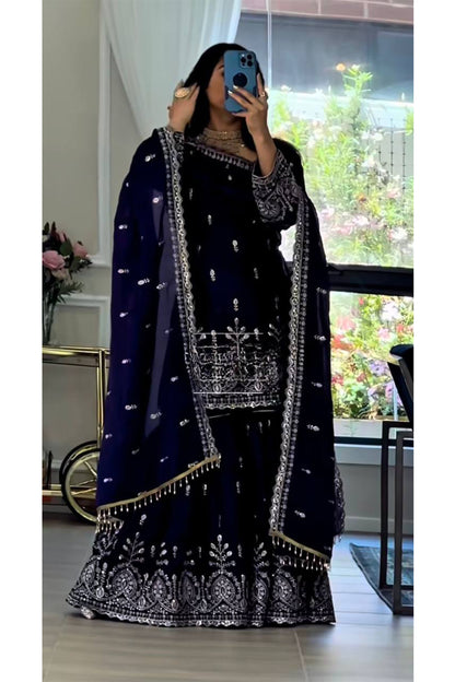 SHAFNUFAB Women's Georgette Ethnic Wear for WomenSemi StitchedSalwarSuit  SF24187