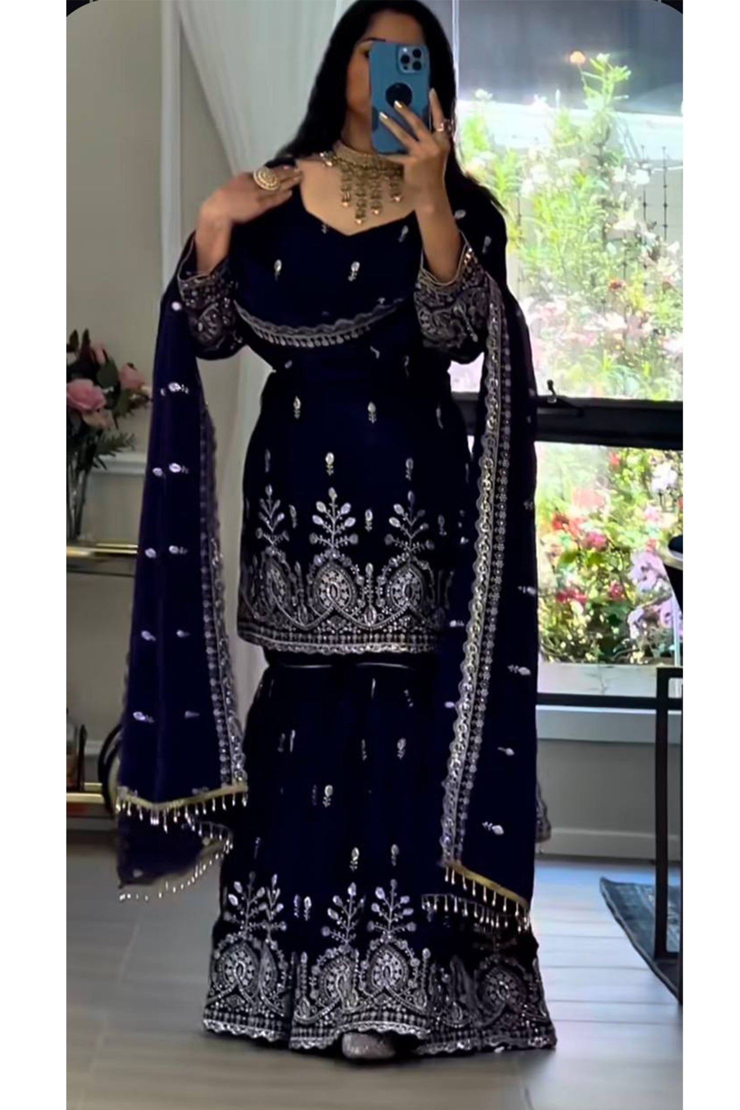 SHAFNUFAB Women's Georgette Ethnic Wear for WomenSemi StitchedSalwarSuit  SF24187
