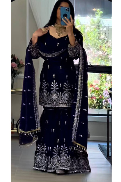 SHAFNUFAB Women's Georgette Ethnic Wear for WomenSemi StitchedSalwarSuit  SF24187