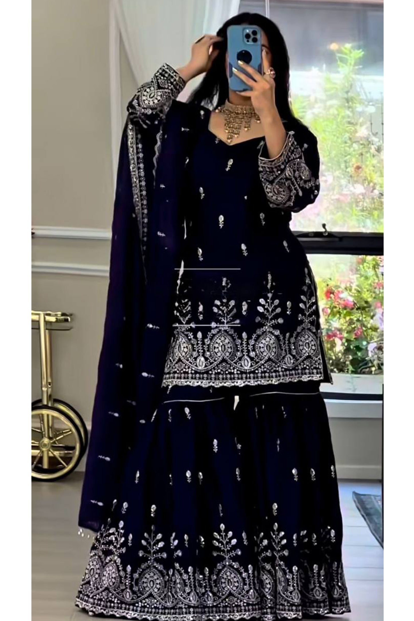 SHAFNUFAB Women's Georgette Ethnic Wear for WomenSemi StitchedSalwarSuit  SF24187