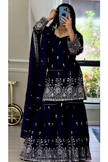SHAFNUFAB Women's Georgette Ethnic Wear for WomenSemi StitchedSalwarSuit  SF24187