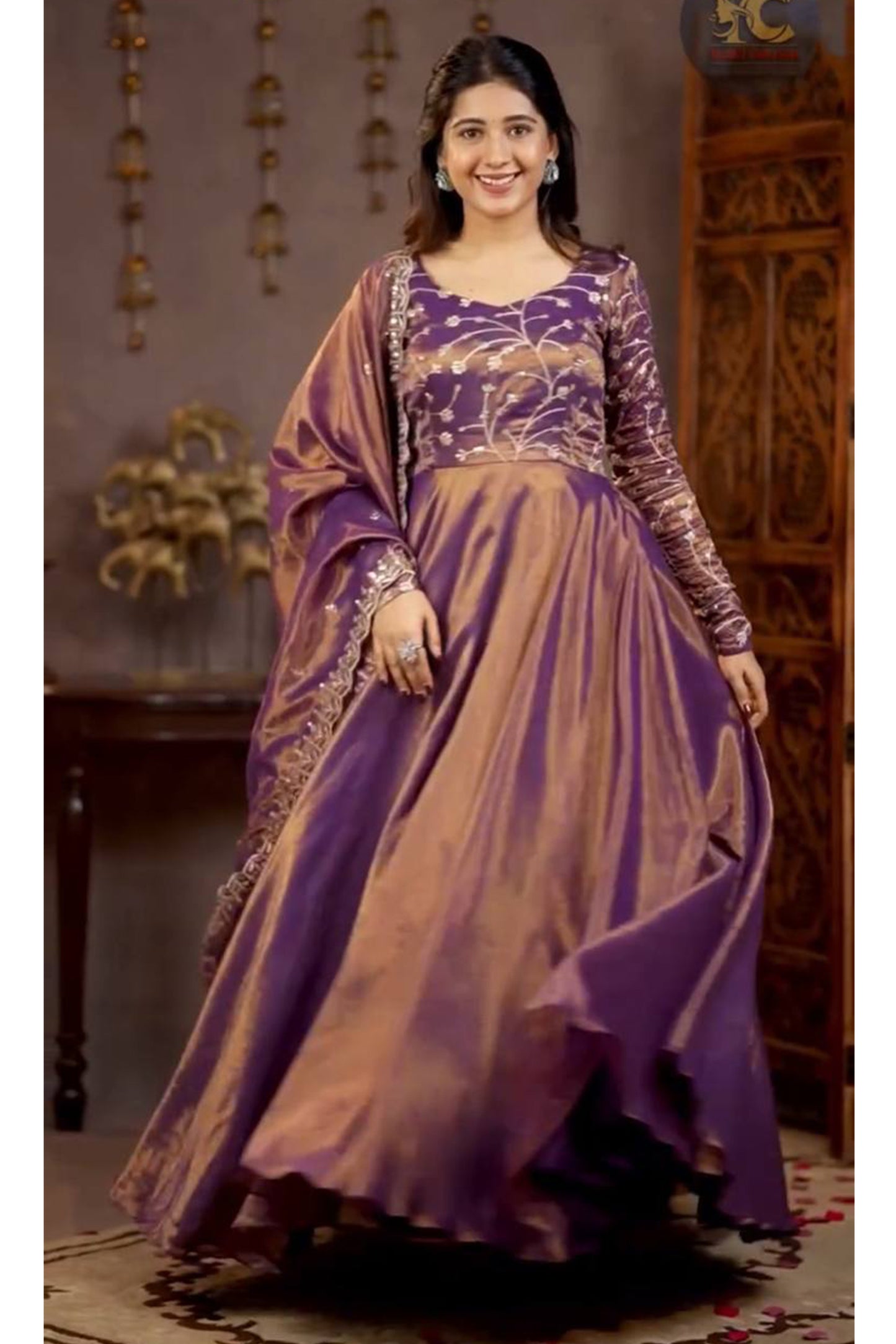 SHAFNUFAB Women's Georgette Ethnic Wear for WomenSemi StitchedSalwarSuit  SF24194