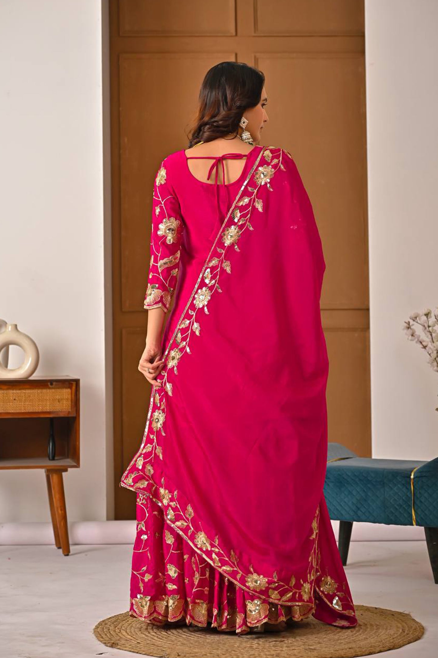 SHAFNUFAB Women's Georgette Ethnic Wear for WomenSemi StitchedSalwarSuit  SF24197