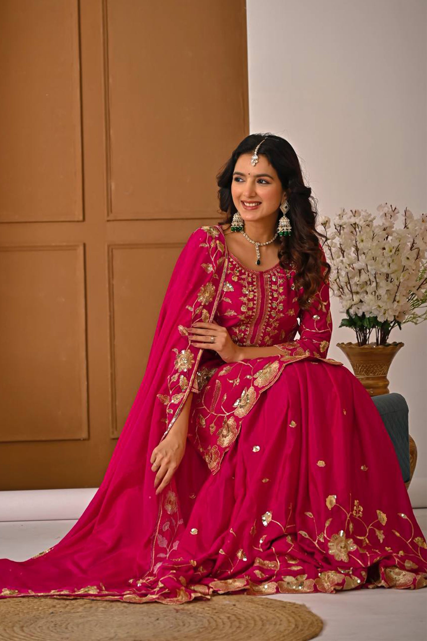 SHAFNUFAB Women's Georgette Ethnic Wear for WomenSemi StitchedSalwarSuit  SF24197