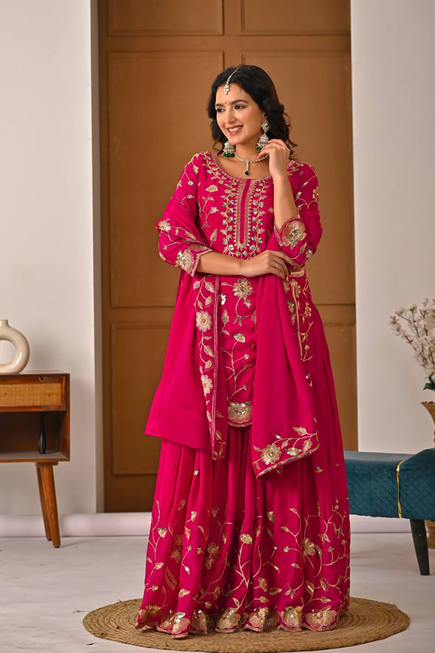 SHAFNUFAB Women's Georgette Ethnic Wear for WomenSemi StitchedSalwarSuit  SF24197