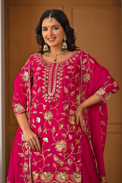SHAFNUFAB Women's Georgette Ethnic Wear for WomenSemi StitchedSalwarSuit  SF24197