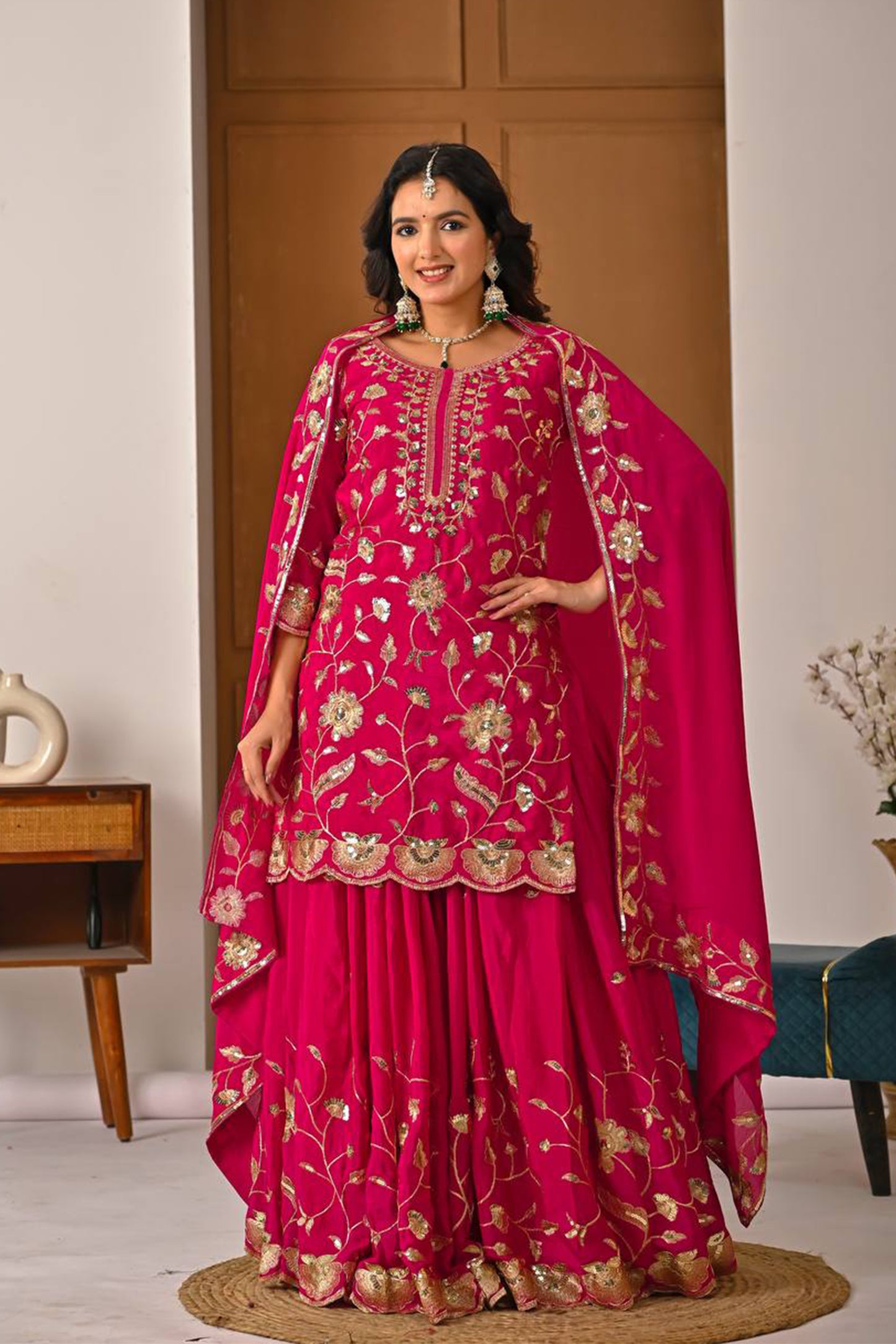 SHAFNUFAB Women's Georgette Ethnic Wear for WomenSemi StitchedSalwarSuit  SF24197
