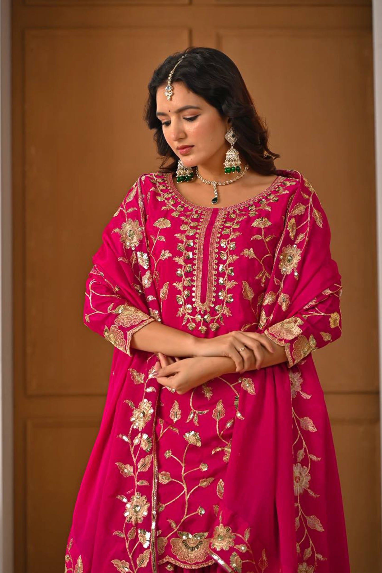 SHAFNUFAB Women's Georgette Ethnic Wear for WomenSemi StitchedSalwarSuit  SF24197