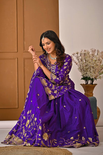 SHAFNUFAB Women's Georgette Ethnic Wear for WomenSemi StitchedSalwarSuit  SF24198