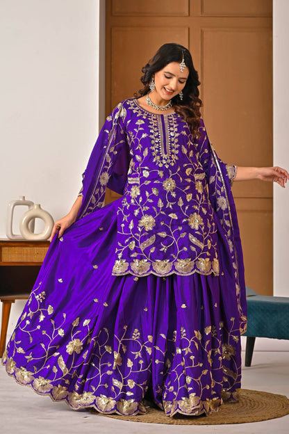 SHAFNUFAB Women's Georgette Ethnic Wear for WomenSemi StitchedSalwarSuit  SF24198