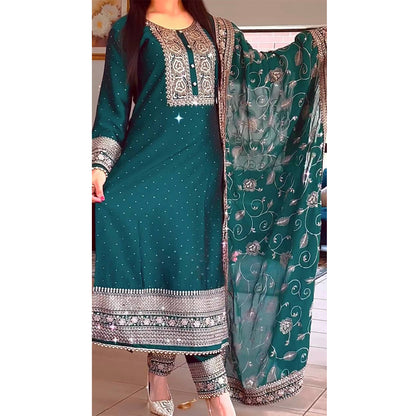 SHAFNUFAB Women's Georgette Ethnic Wear for WomenSemi StitchedSalwarSuit  SF251115