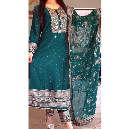 SHAFNUFAB Women's Georgette Ethnic Wear for WomenSemi StitchedSalwarSuit  SF251115