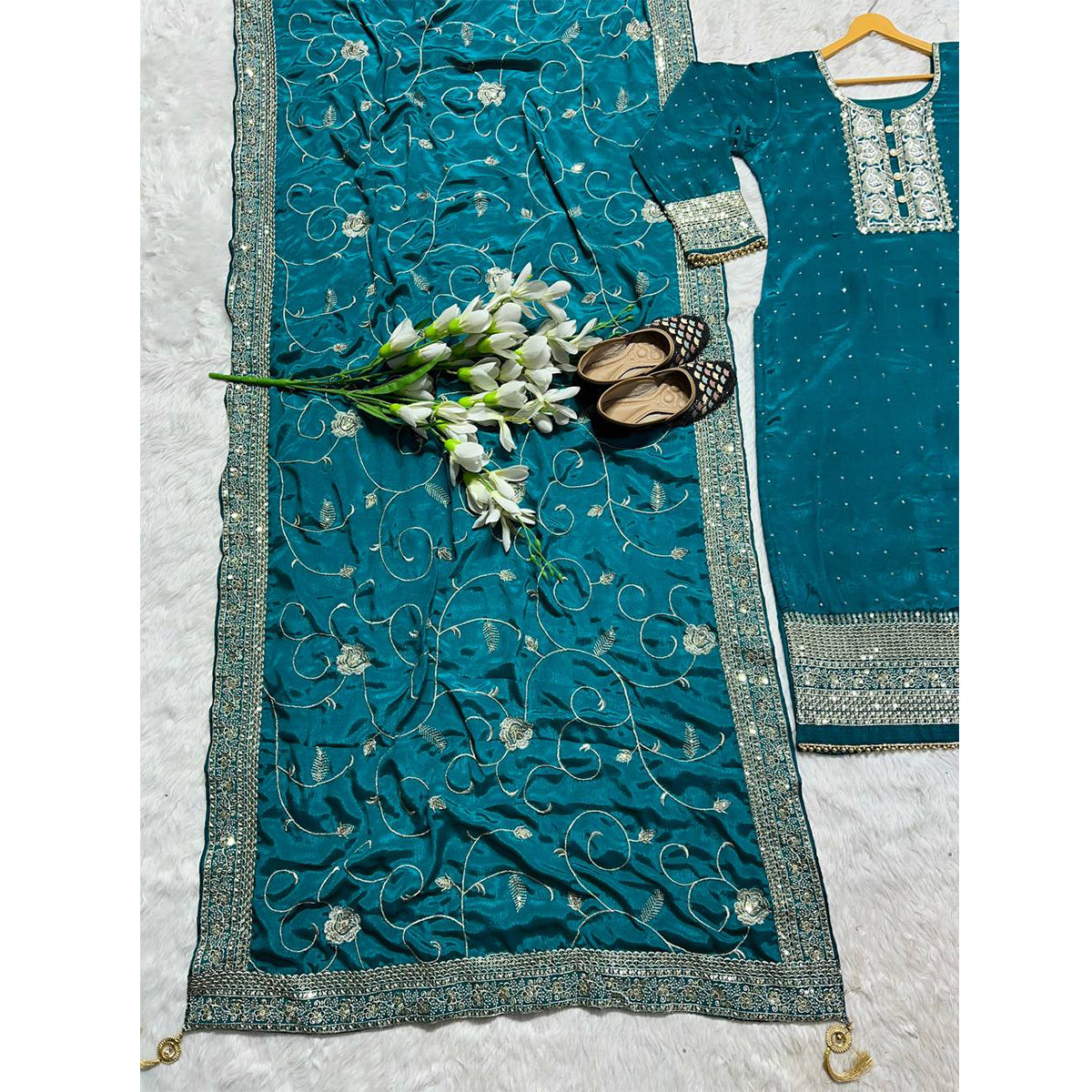 SHAFNUFAB Women's Georgette Ethnic Wear for WomenSemi StitchedSalwarSuit  SF251115