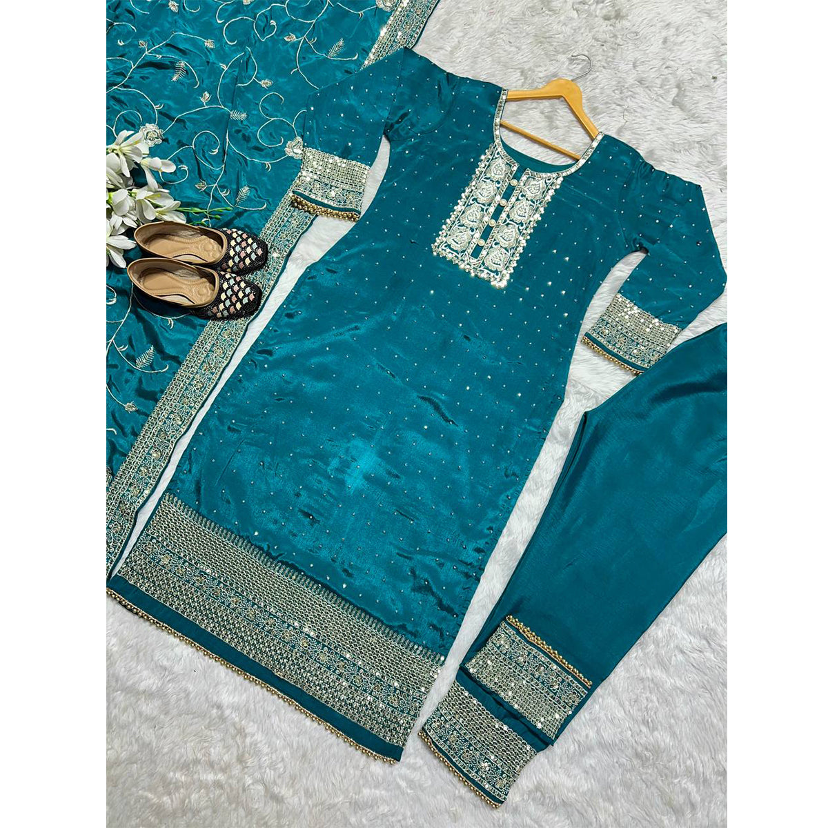 SHAFNUFAB Women's Georgette Ethnic Wear for WomenSemi StitchedSalwarSuit  SF251115