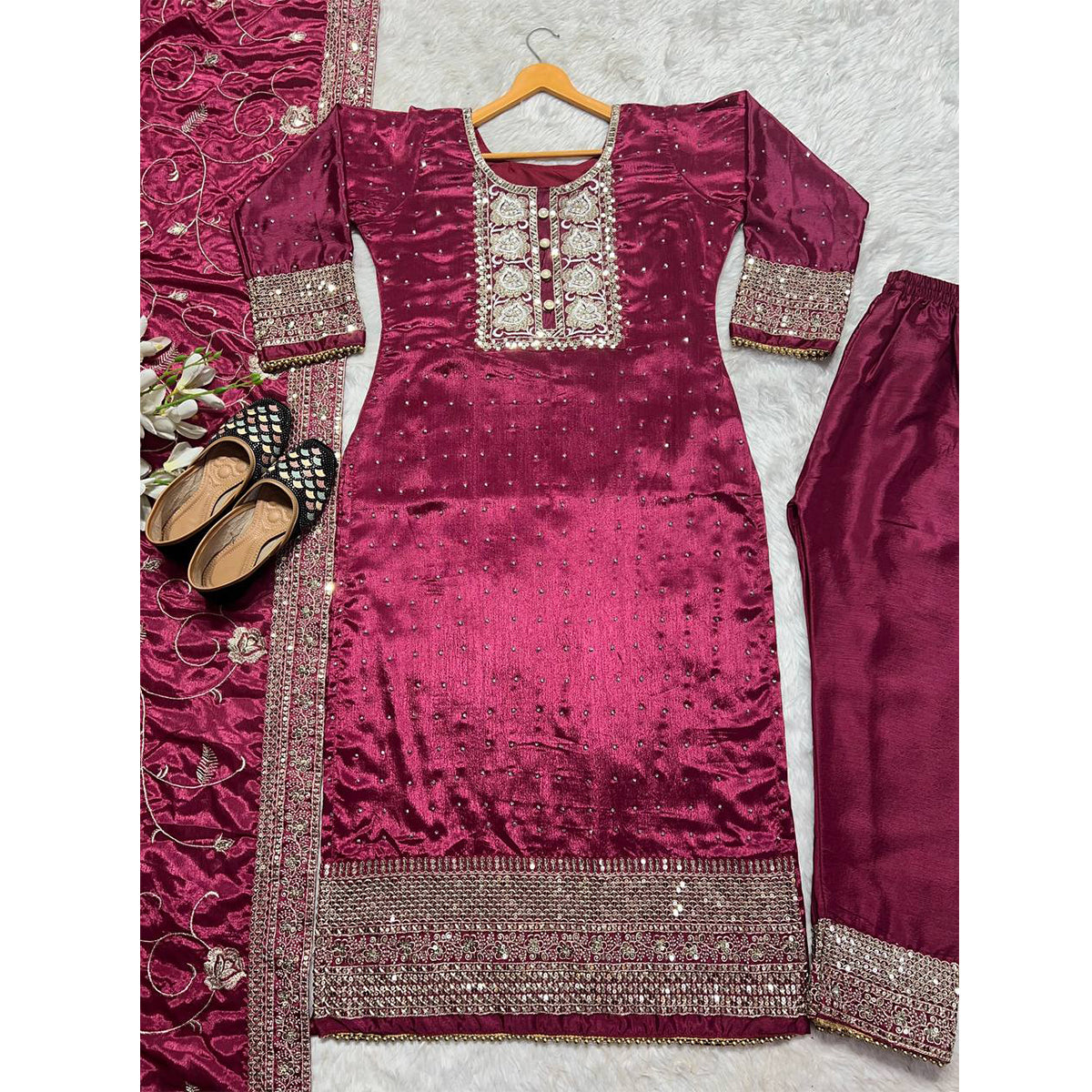 SHAFNUFAB Women's Georgette Ethnic Wear for WomenSemi StitchedSalwarSuit  SF251116