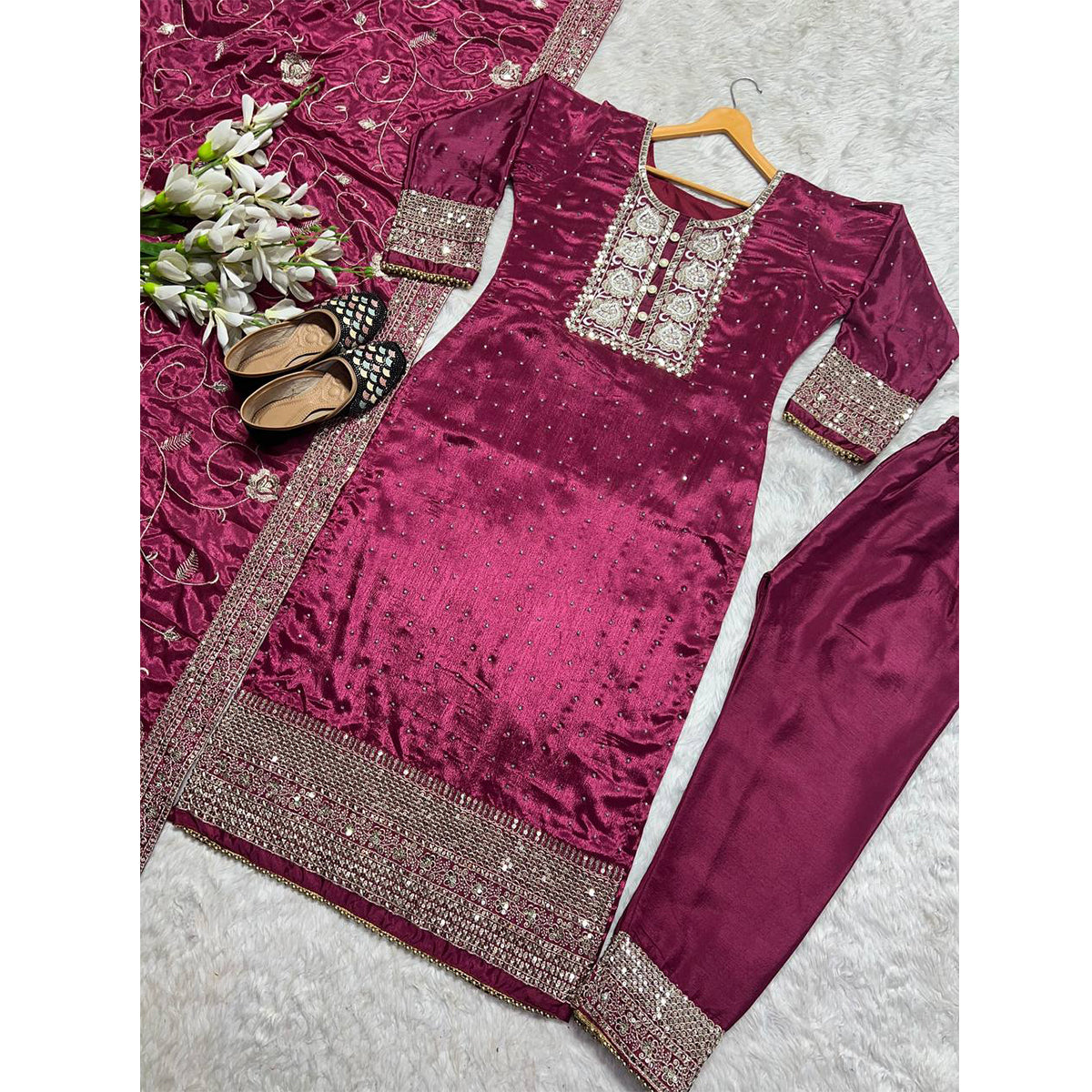 SHAFNUFAB Women's Georgette Ethnic Wear for WomenSemi StitchedSalwarSuit  SF251116