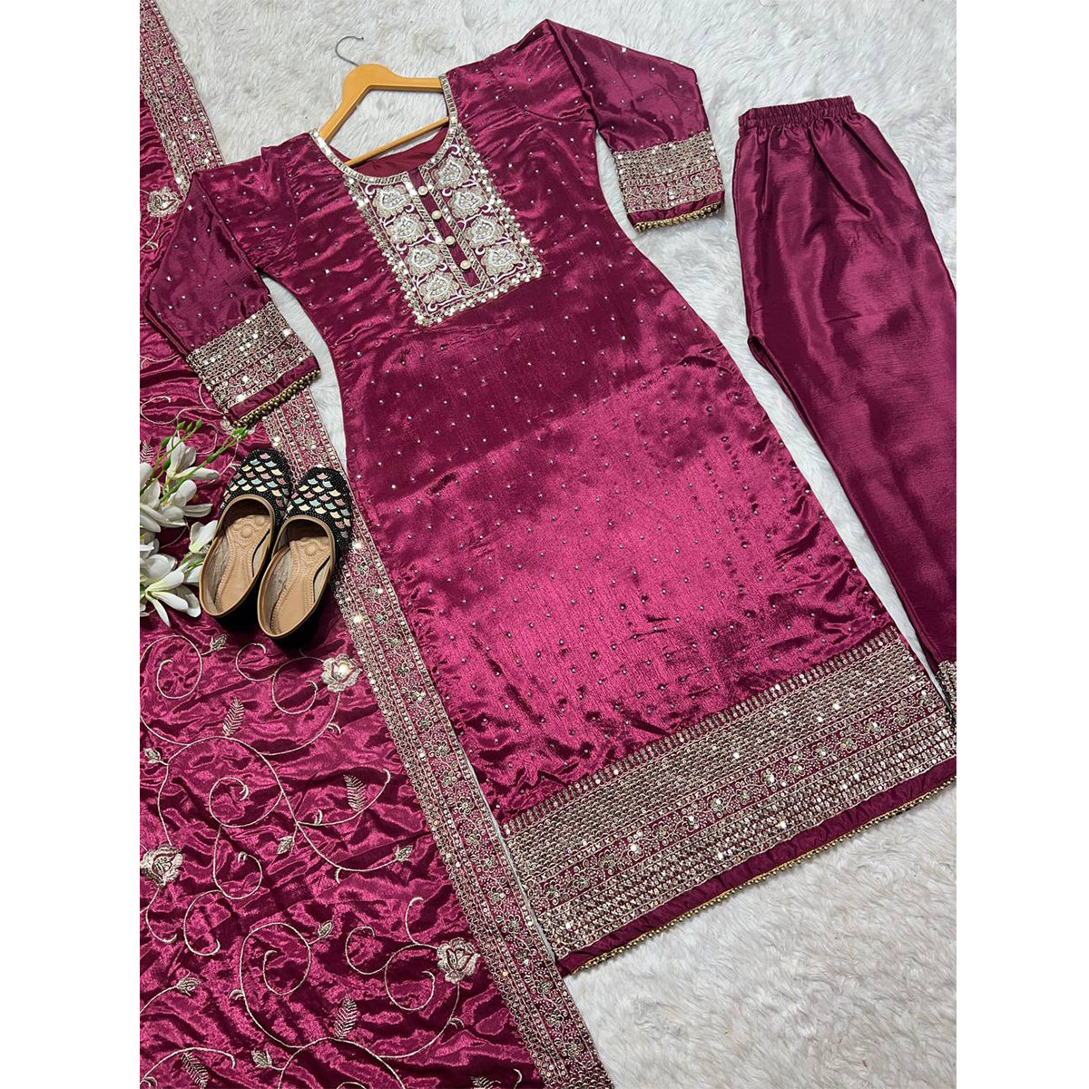 SHAFNUFAB Women's Georgette Ethnic Wear for WomenSemi StitchedSalwarSuit  SF251116