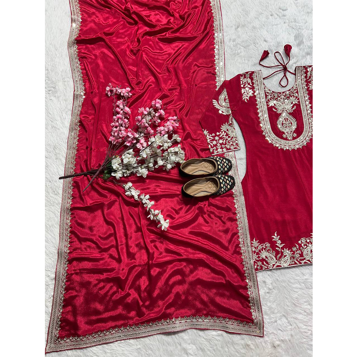 SHAFNUFAB Women's Georgette Ethnic Wear for WomenSemi StitchedSalwarSuit  SF251152
