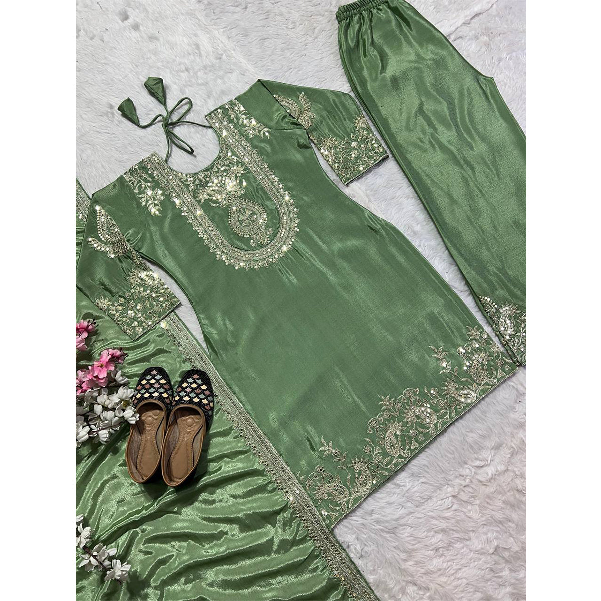 SHAFNUFAB Women's Georgette Ethnic Wear for WomenSemi StitchedSalwarSuit  SF251154