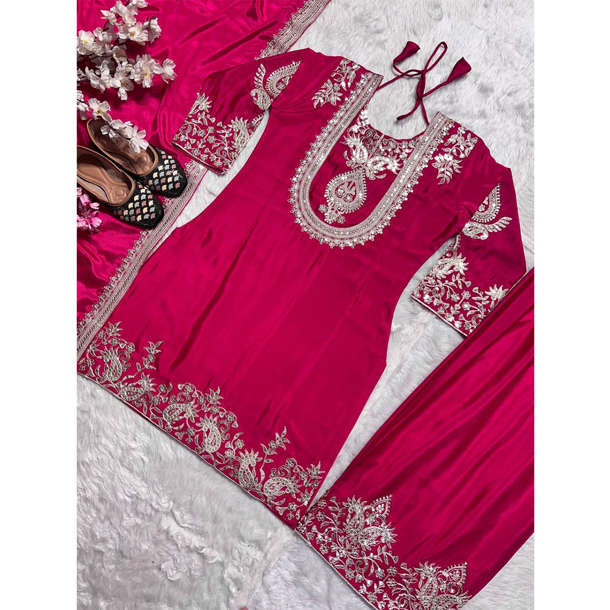 SHAFNUFAB Women's Georgette Ethnic Wear for WomenSemi StitchedSalwarSuit  SF251155