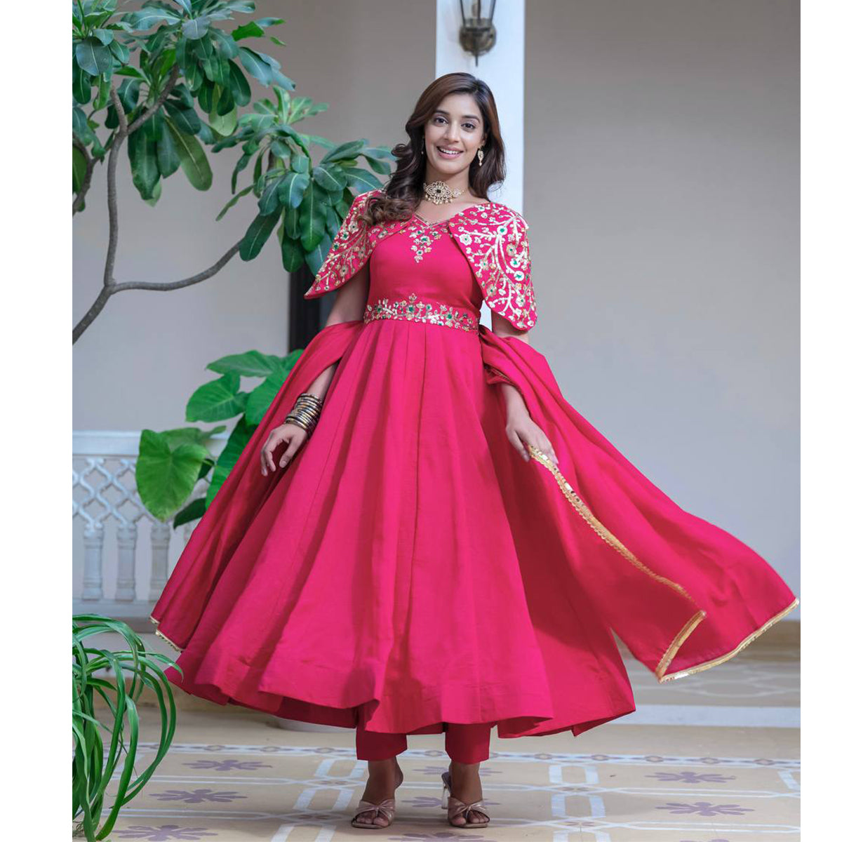 SHAFNUFAB Women's Georgette Ethnic Wear for WomenSemi StitchedSalwarSuit  SF251170