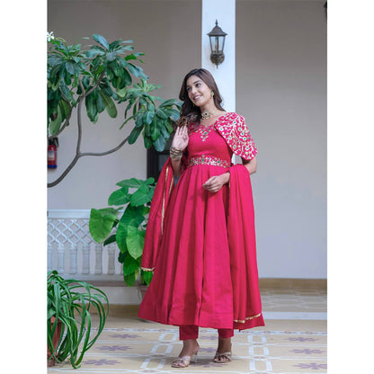 SHAFNUFAB Women's Georgette Ethnic Wear for WomenSemi StitchedSalwarSuit  SF251170