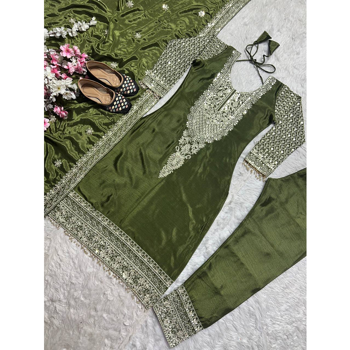SHAFNUFAB Women's Georgette Ethnic Wear for WomenSemi StitchedSalwarSuit  SF251172