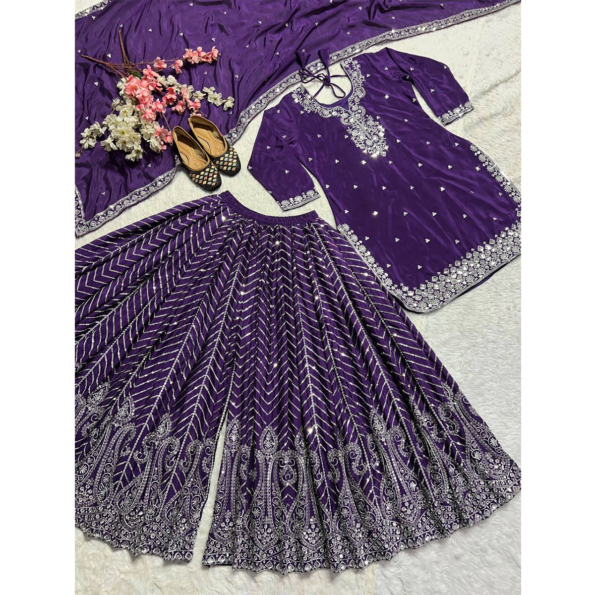 SHAFNUFAB Women's Georgette Ethnic Wear for WomenSemi StitchedSalwarSuit  SF251173