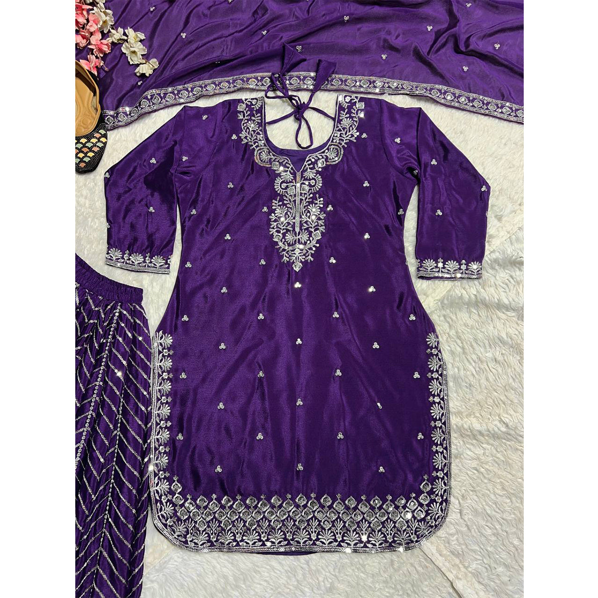 SHAFNUFAB Women's Georgette Ethnic Wear for WomenSemi StitchedSalwarSuit  SF251173