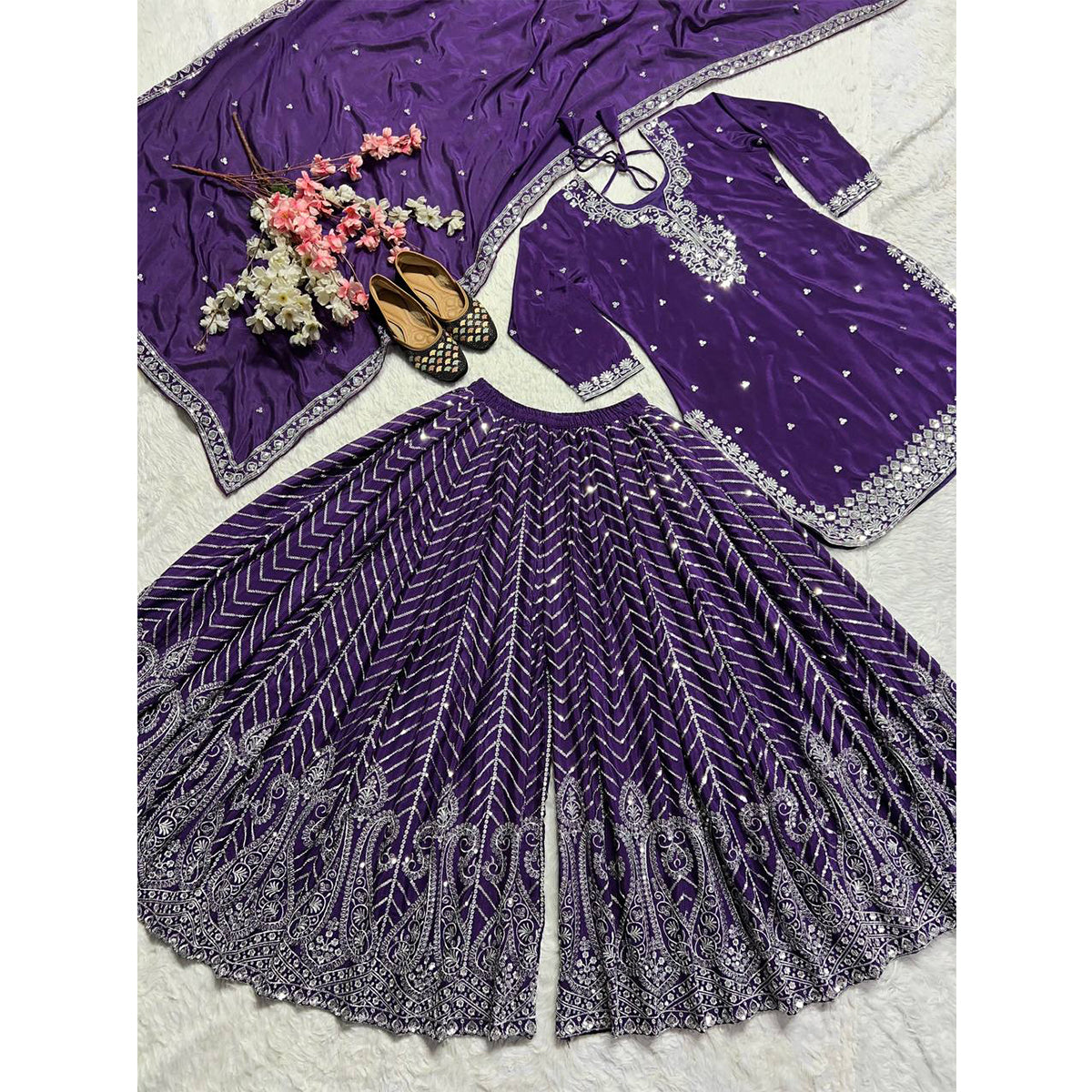 SHAFNUFAB Women's Georgette Ethnic Wear for WomenSemi StitchedSalwarSuit  SF251173
