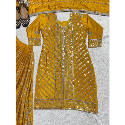 SHAFNUFAB Women's Georgette Ethnic Wear for WomenSemi StitchedSalwarSuit  SF251175