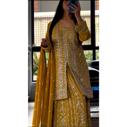 SHAFNUFAB Women's Georgette Ethnic Wear for WomenSemi StitchedSalwarSuit  SF251175