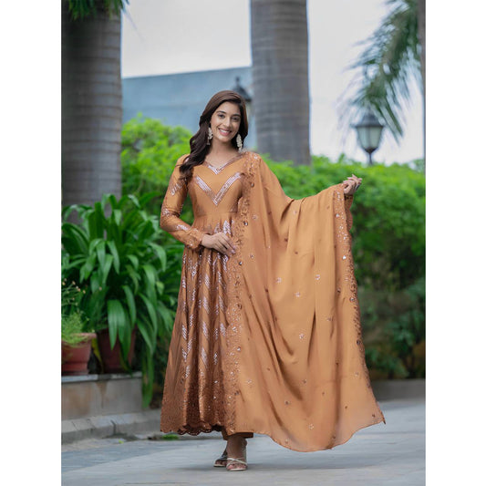 SHAFNUFAB Women's Georgette Ethnic Wear for WomenSemi StitchedSalwarSuit  SF251178