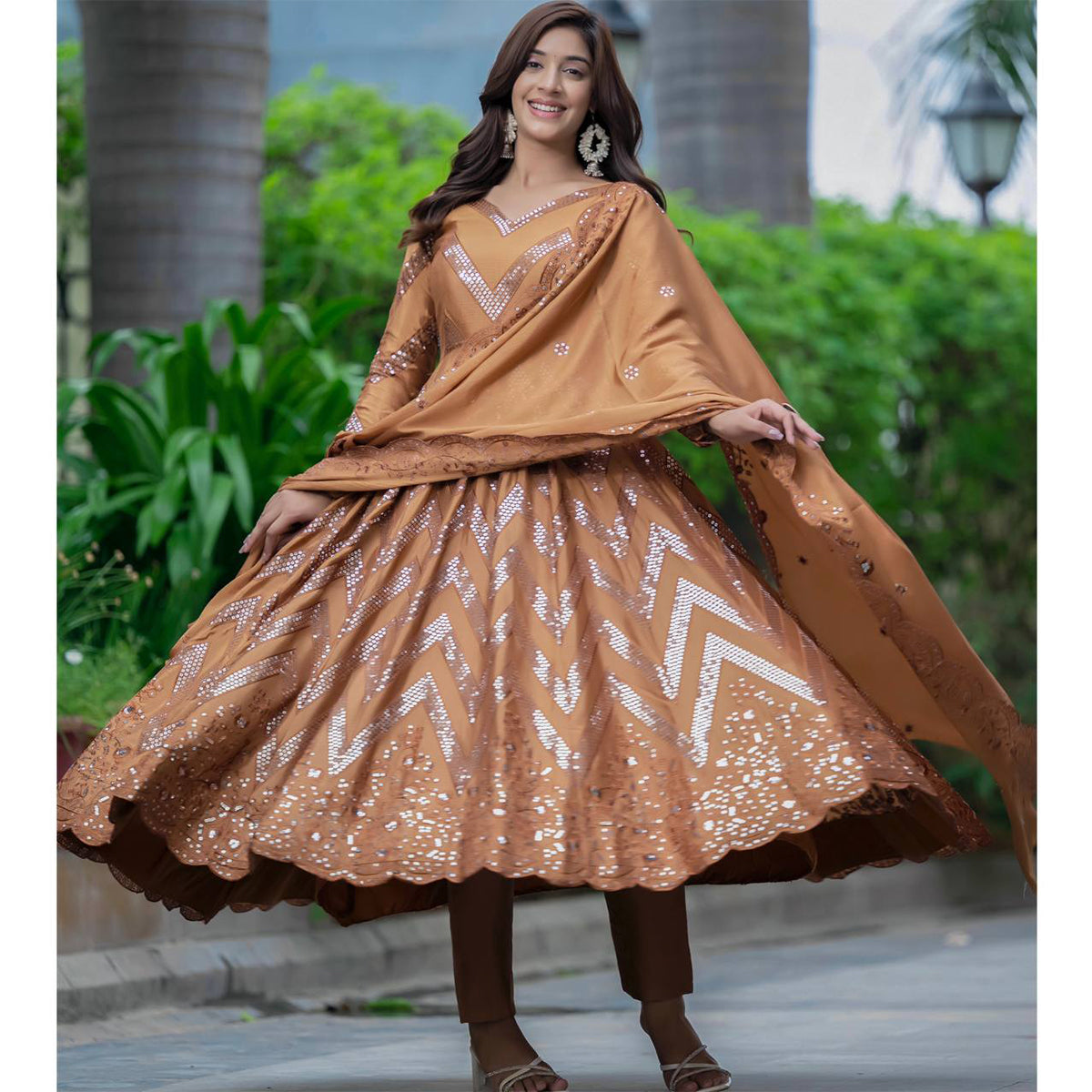 SHAFNUFAB Women's Georgette Ethnic Wear for WomenSemi StitchedSalwarSuit  SF251178
