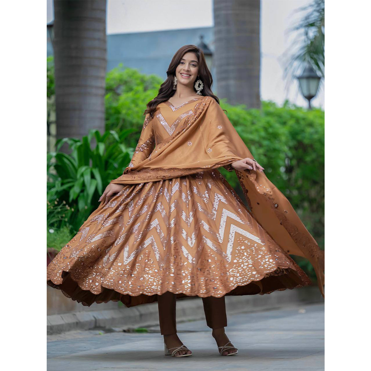 SHAFNUFAB Women's Georgette Ethnic Wear for WomenSemi StitchedSalwarSuit  SF251178