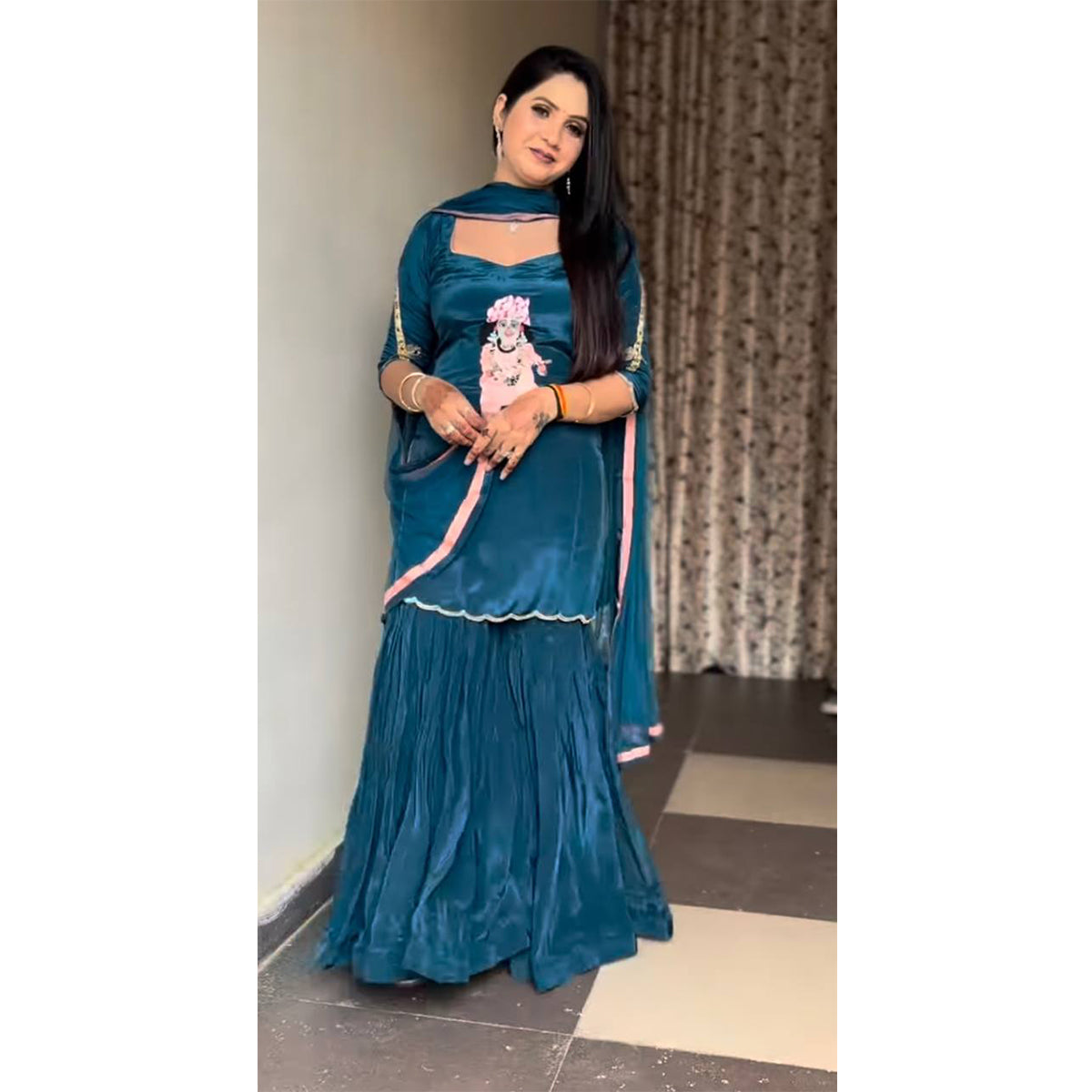 SHAFNUFAB Women's Georgette Ethnic Wear for WomenSemi StitchedSalwarSuit  SF251179