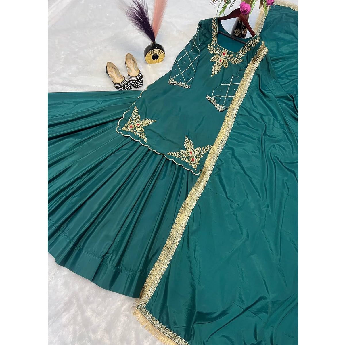 SHAFNUFAB Women's Georgette Ethnic Wear for WomenSemi StitchedSalwarSuit  SF251186